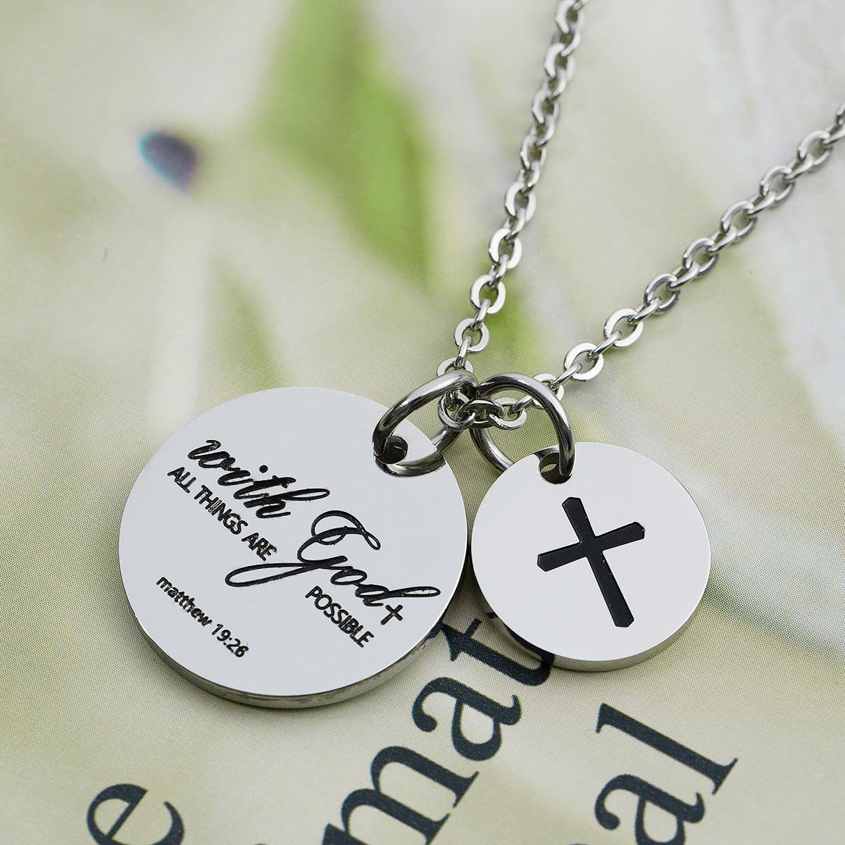 Bible Verse Necklace Cross Charm Confirmation Pendant Necklace Gift Scripture Jewelry