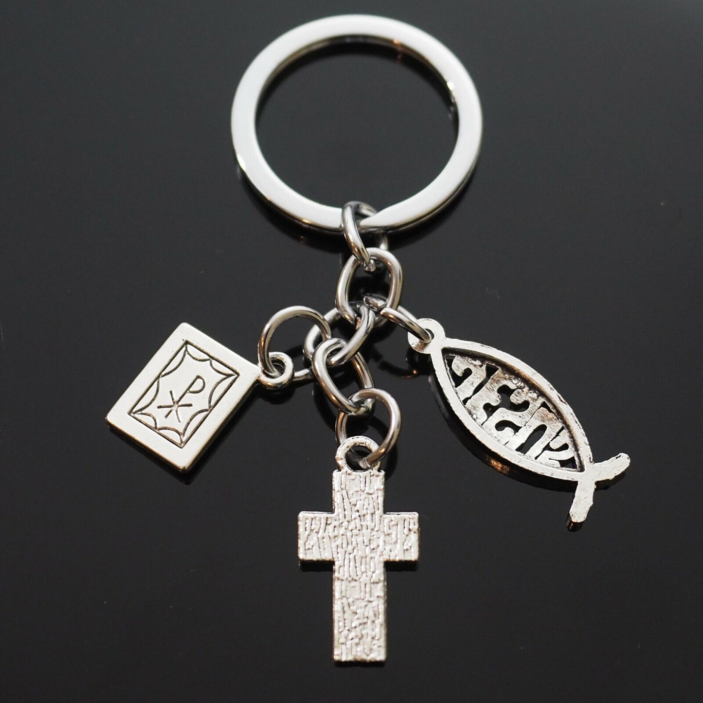 Trust God Cross Jesus Fish Christian Holy Bible Charms Keychain Gift Key Chain