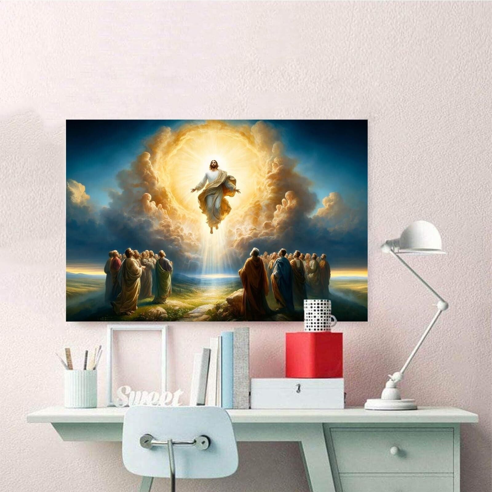 Jesus Canvas Wall Art, Jesus Picture, Christian Posters Print Mural, Bedroom,...