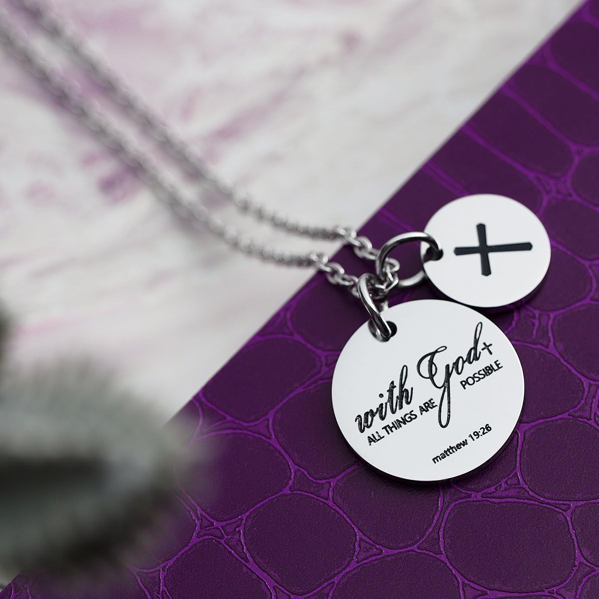 Bible Verse Necklace Cross Charm Confirmation Pendant Necklace Gift Scripture Jewelry