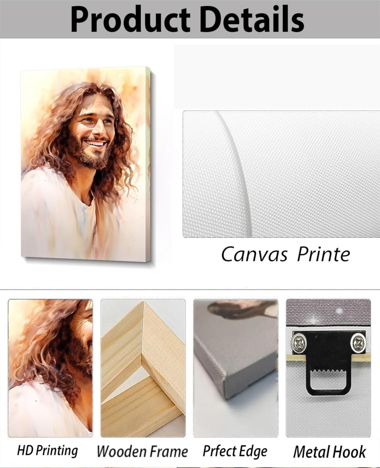 Jesus Christ Canvas Wall Art Jesus Smile Pictures Print Catholic Painting Rel...