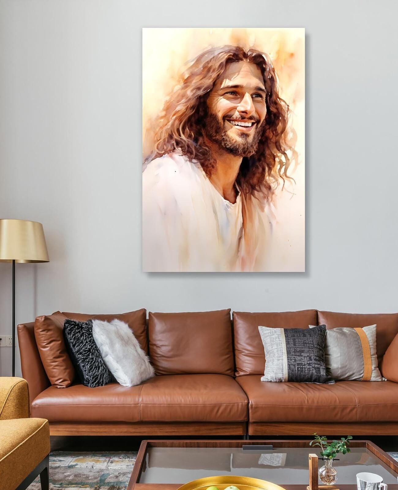 Jesus Christ Canvas Wall Art Jesus Smile Pictures Print Catholic Painting Rel...